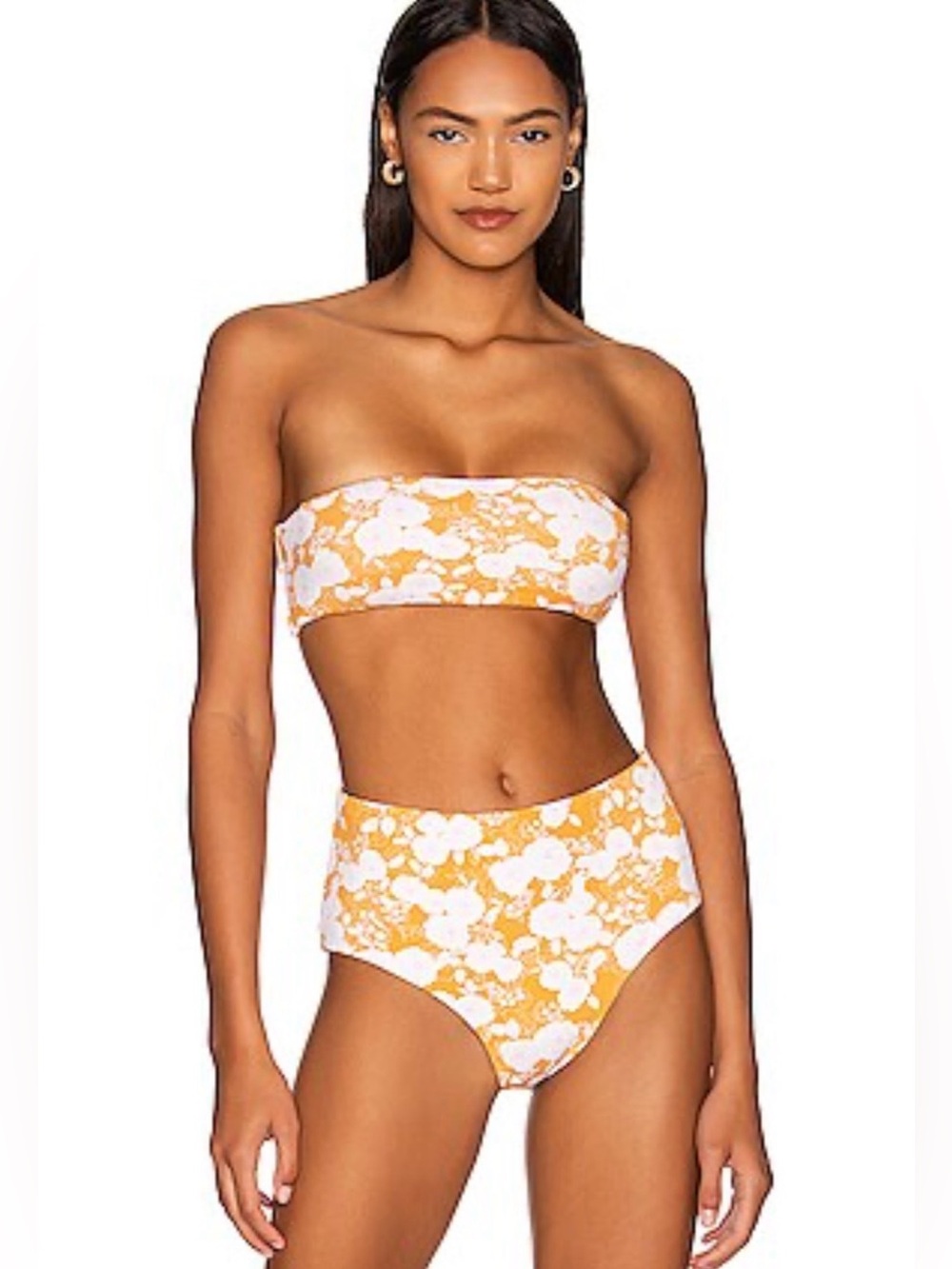 Eberjey's Retro Floral Bandeau Bikini Set Top Medium Bottom Large